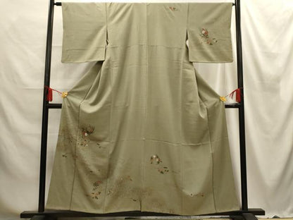 平和屋着物■訪問着 流水草花文 金彩 正絹 逸品 AABE6442sx