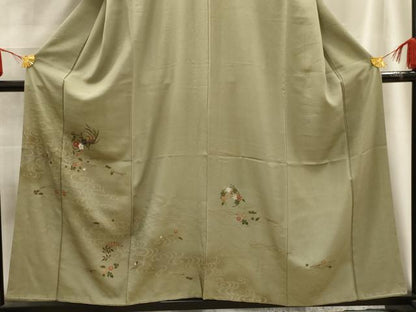 平和屋着物■訪問着 流水草花文 金彩 正絹 逸品 AABE6442sx
