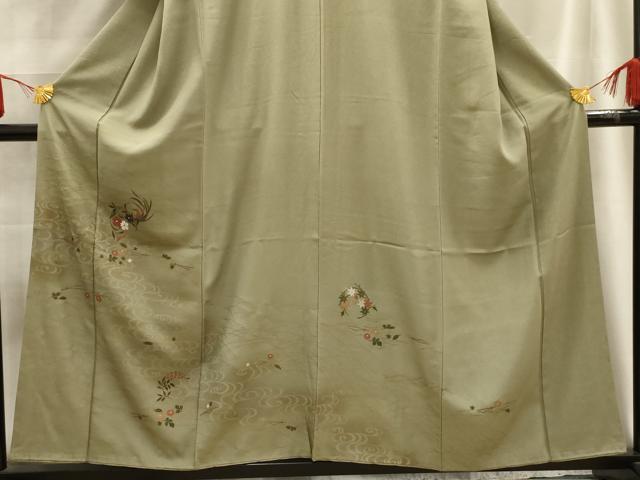 平和屋着物■訪問着 流水草花文 金彩 正絹 逸品 AABE6442sx