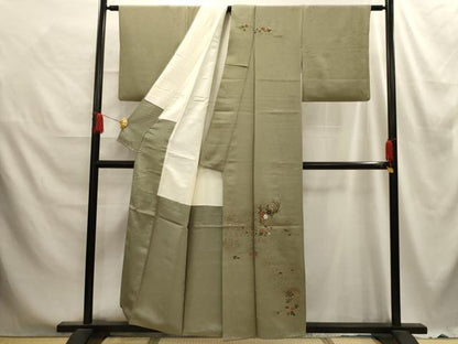平和屋着物■訪問着 流水草花文 金彩 正絹 逸品 AABE6442sx