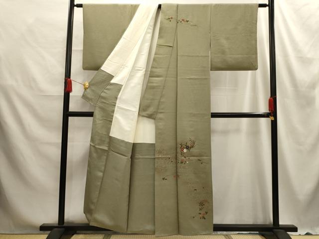 平和屋着物■訪問着 流水草花文 金彩 正絹 逸品 AABE6442sx