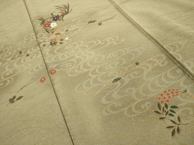 平和屋着物■訪問着 流水草花文 金彩 正絹 逸品 AABE6442sx