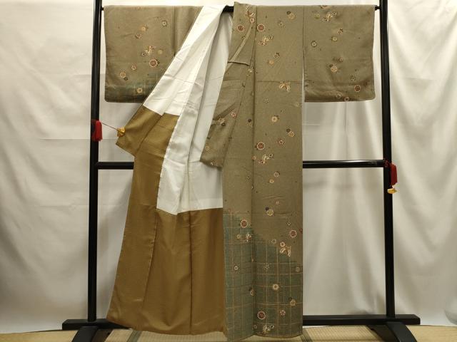 平和屋着物■訪問着 花蝶文 金彩 正絹 逸品 AABE6451sx