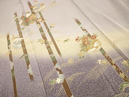 平和屋着物■訪問着 松竹梅 雪輪花文 暈し染め 金銀彩 正絹 逸品 AABE6457sx