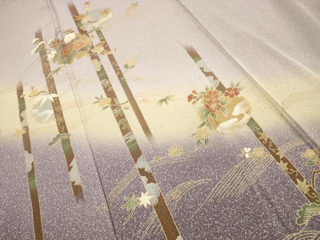 平和屋着物■訪問着 松竹梅 雪輪花文 暈し染め 金銀彩 正絹 逸品 AABE6457sx