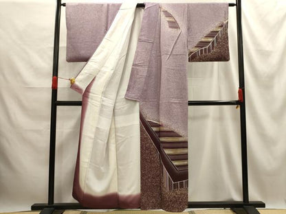 平和屋着物■訪問着 幾何学 暈し染め 金銀彩 正絹 逸品 AABE6462sx