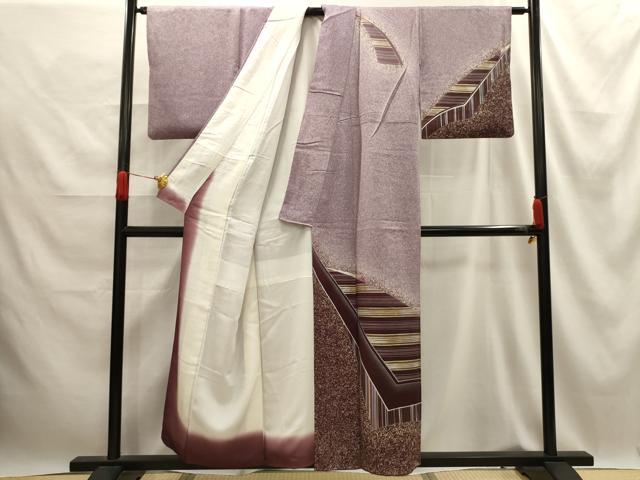 平和屋着物■訪問着 幾何学 暈し染め 金銀彩 正絹 逸品 AABE6462sx