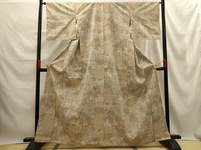 平和屋着物■上質な紬　樹林文　正絹　逸品　AABE6473sx