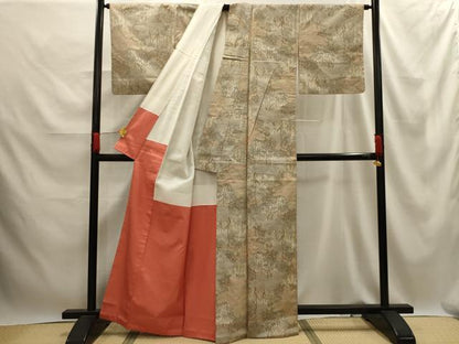 平和屋着物■上質な紬　樹林文　正絹　逸品　AABE6473sx