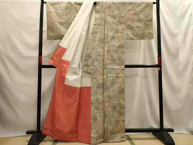 平和屋着物■上質な紬　樹林文　正絹　逸品　AABE6473sx