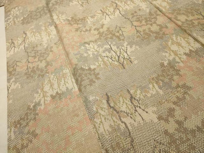 平和屋着物■上質な紬　樹林文　正絹　逸品　AABE6473sx