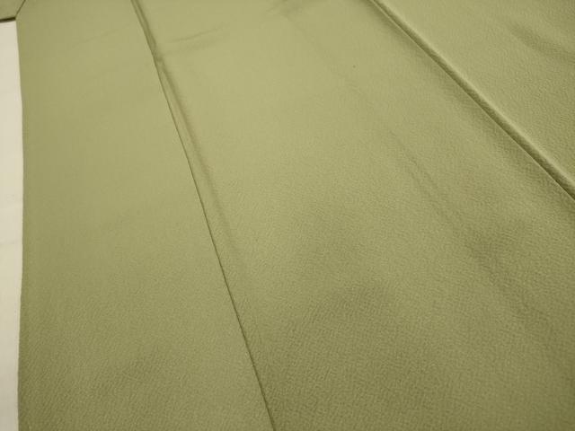 平和屋着物■上質な色無地 紋意匠 若葉色 正絹 逸品 AABE6484sx