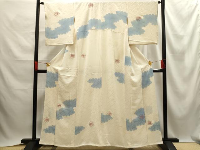 平和屋着物■上質な小紋 中国三大刺繍 相良刺繍 吹き寄せ花文 正絹 逸品 AABE6486sx