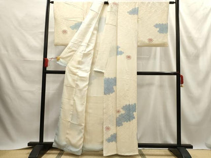 平和屋着物■上質な小紋 中国三大刺繍 相良刺繍 吹き寄せ花文 正絹 逸品 AABE6486sx