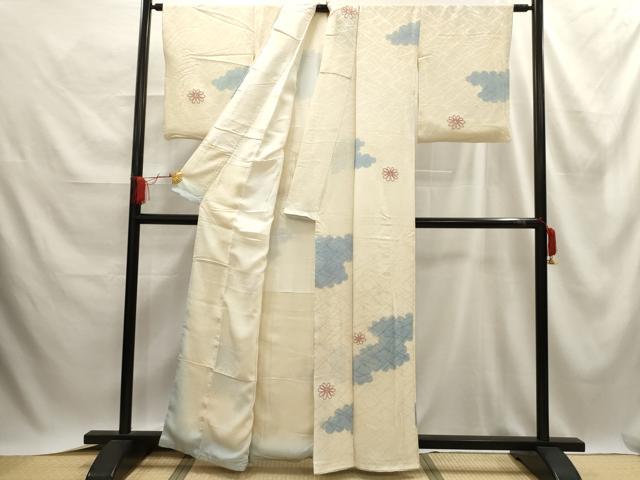 平和屋着物■上質な小紋 中国三大刺繍 相良刺繍 吹き寄せ花文 正絹 逸品 AABE6486sx