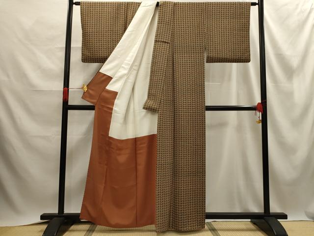 平和屋着物■上質な小紋 草花文 正絹 逸品 AABE6490sx