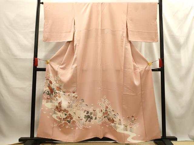 平和屋着物■色留訪問着　松竹梅流水鴛鴦花文　暈し染め　金彩　正絹　逸品　AABE6494sx