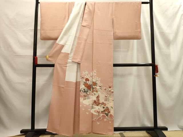 平和屋着物■色留訪問着　松竹梅流水鴛鴦花文　暈し染め　金彩　正絹　逸品　AABE6494sx