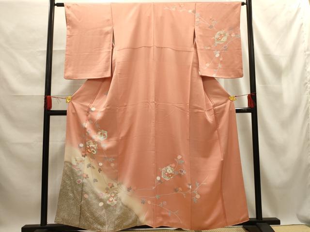 平和屋着物■訪問着 駒刺繍 亀甲花籬文 暈し染め 金彩 正絹 逸品 AABE6498sx