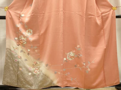 平和屋着物■訪問着 駒刺繍 亀甲花籬文 暈し染め 金彩 正絹 逸品 AABE6498sx