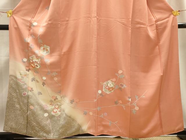 平和屋着物■訪問着 駒刺繍 亀甲花籬文 暈し染め 金彩 正絹 逸品 AABE6498sx