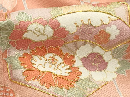 平和屋着物■訪問着 駒刺繍 亀甲花籬文 暈し染め 金彩 正絹 逸品 AABE6498sx