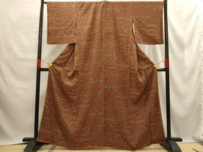 平和屋着物■上質な小紋 横段花鳥文 正絹 逸品 AABE6510sx