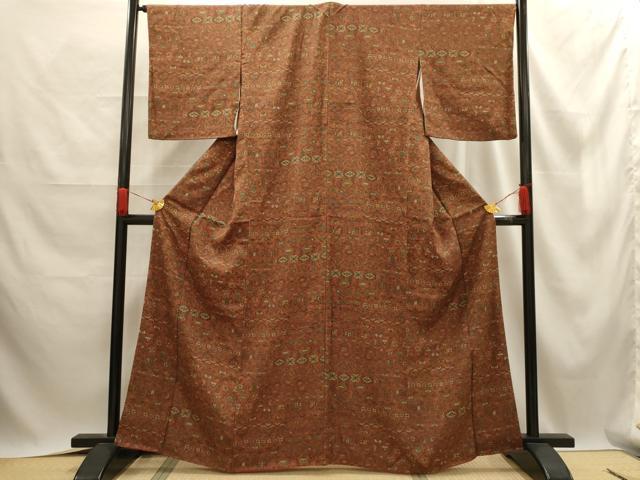 平和屋着物■上質な小紋 横段花鳥文 正絹 逸品 AABE6510sx