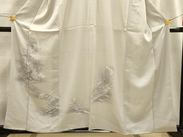 平和屋着物■訪問着 花鳥風景文 暈し染め 銀糸 正絹 逸品 AABE6533sx