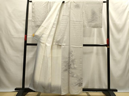 平和屋着物■訪問着 花鳥風景文 暈し染め 銀糸 正絹 逸品 AABE6533sx