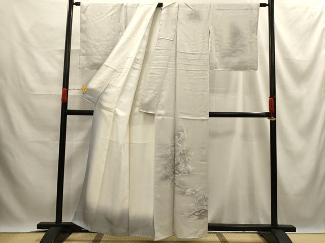 平和屋着物■訪問着 花鳥風景文 暈し染め 銀糸 正絹 逸品 AABE6533sx