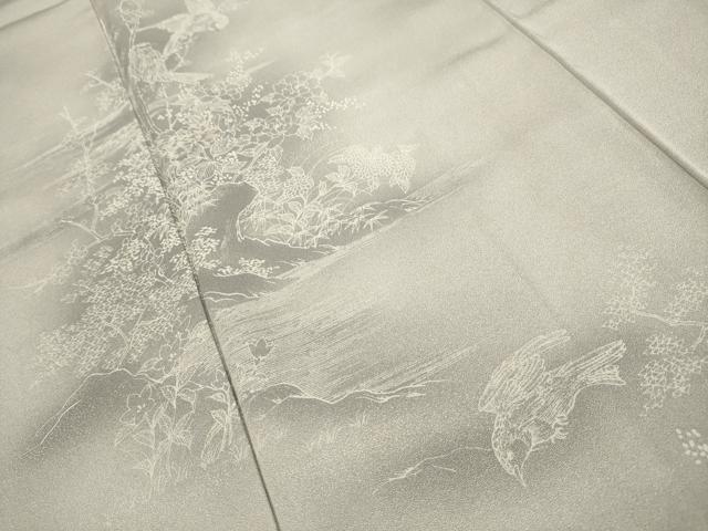 平和屋着物■訪問着 花鳥風景文 暈し染め 銀糸 正絹 逸品 AABE6533sx