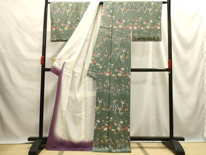 平和屋着物■訪問着 草花文 金彩 正絹 逸品 AABE6534sx