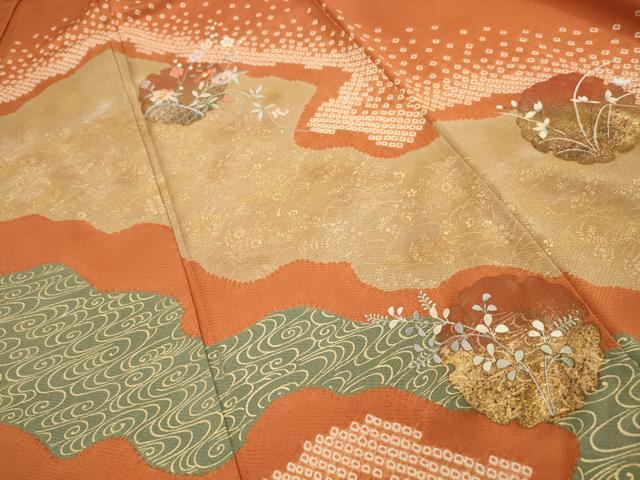 平和屋着物■訪問着 刺繍 道長雪輪花文 金糸 金彩 正絹 逸品 AABE6538sx