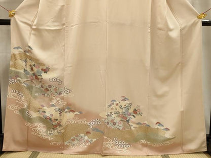 平和屋着物■訪問着 松竹梅流水花文 金彩 正絹 逸品 AABE6539sx