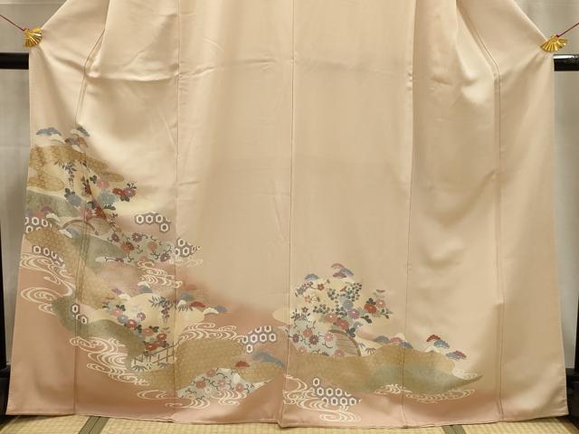 平和屋着物■訪問着 松竹梅流水花文 金彩 正絹 逸品 AABE6539sx