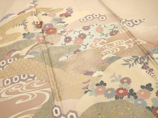 平和屋着物■訪問着 松竹梅流水花文 金彩 正絹 逸品 AABE6539sx
