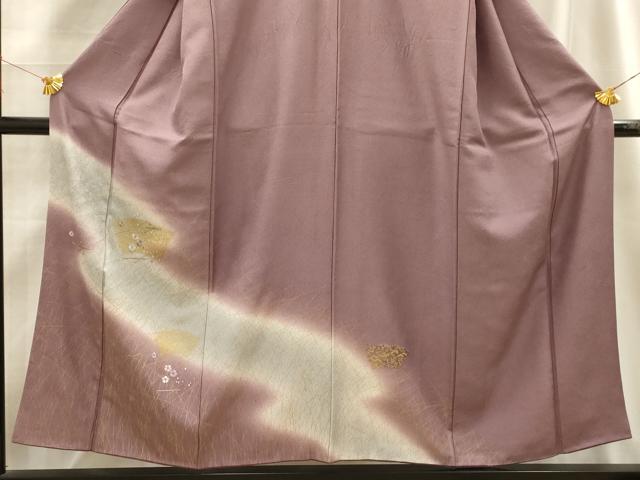 平和屋着物■訪問着 刺繍 地紙花文 暈し染め 金銀糸 金彩 正絹 逸品 AABE6543sx