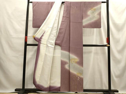 平和屋着物■訪問着 刺繍 地紙花文 暈し染め 金銀糸 金彩 正絹 逸品 AABE6543sx