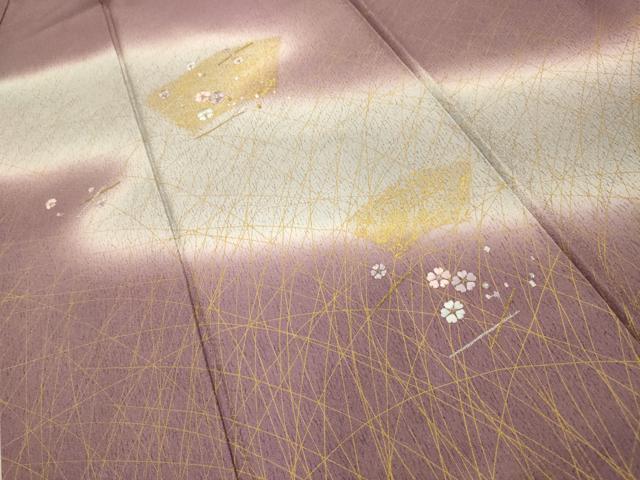 平和屋着物■訪問着 刺繍 地紙花文 暈し染め 金銀糸 金彩 正絹 逸品 AABE6543sx