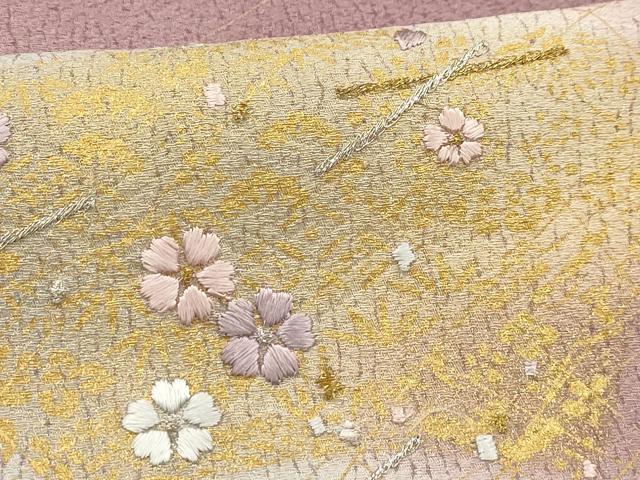 平和屋着物■訪問着 刺繍 地紙花文 暈し染め 金銀糸 金彩 正絹 逸品 AABE6543sx