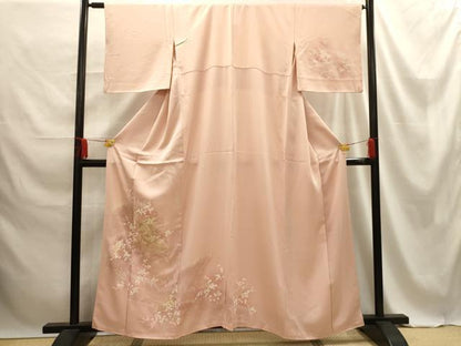 平和屋着物■訪問着 刺繍 花絵巻物文 金糸 正絹 逸品 AABE6556sx