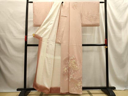平和屋着物■訪問着 刺繍 花絵巻物文 金糸 正絹 逸品 AABE6556sx