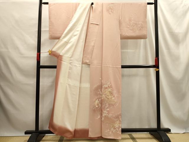 平和屋着物■訪問着 刺繍 花絵巻物文 金糸 正絹 逸品 AABE6556sx
