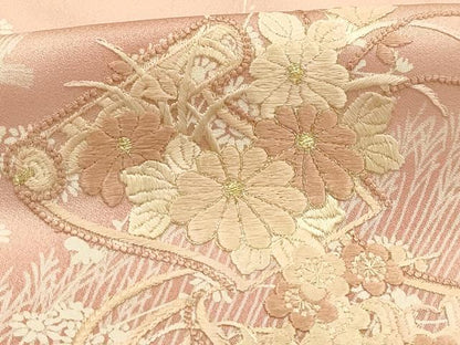 平和屋着物■訪問着 刺繍 花絵巻物文 金糸 正絹 逸品 AABE6556sx