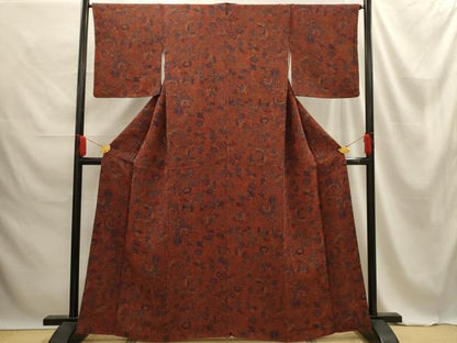 平和屋着物■上質な小紋 更紗花蝶文 鬼しぼ縮緬 正絹 逸品 AABE6562sx