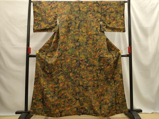 平和屋着物■上質な小紋 松竹梅花鳥文 暈し染め 正絹 逸品 AABE6568sx