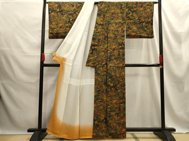 平和屋着物■上質な小紋 松竹梅花鳥文 暈し染め 正絹 逸品 AABE6568sx