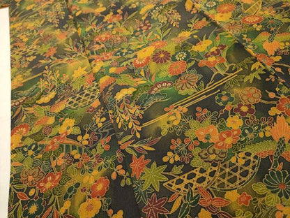 平和屋着物■上質な小紋 松竹梅花鳥文 暈し染め 正絹 逸品 AABE6568sx