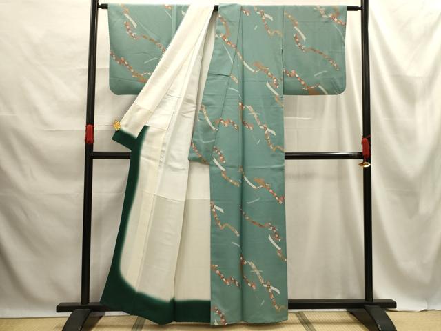 平和屋着物■上質な小紋 鬘帯花文 金彩 正絹 逸品 AABE6575sx